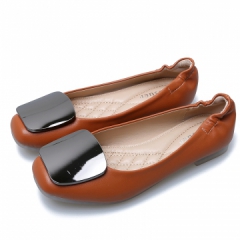 冬新款百搭女鞋平跟水钻方扣孕妇瓢鞋舒适船鞋女士单鞋平底